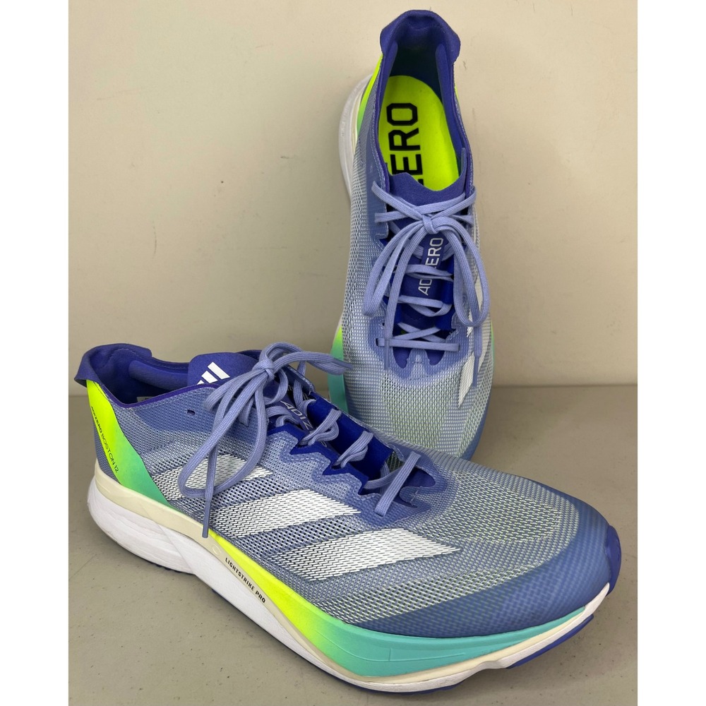 Adidas AdiZero Boston 12 Mens Size 11 Running Shoes Blue Lemon IF9211